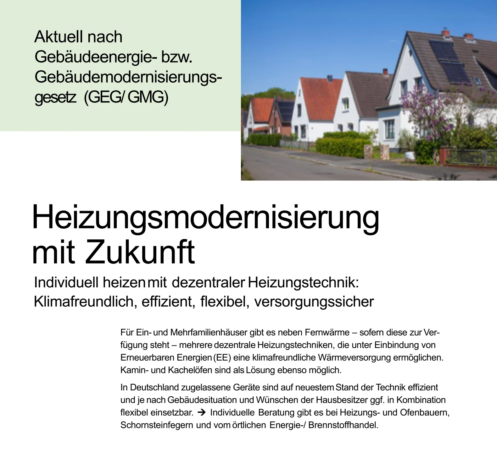 Modernisierungs-Tipps für Hauseigentümer mit u. A. Wärmepumpe und Ofen.